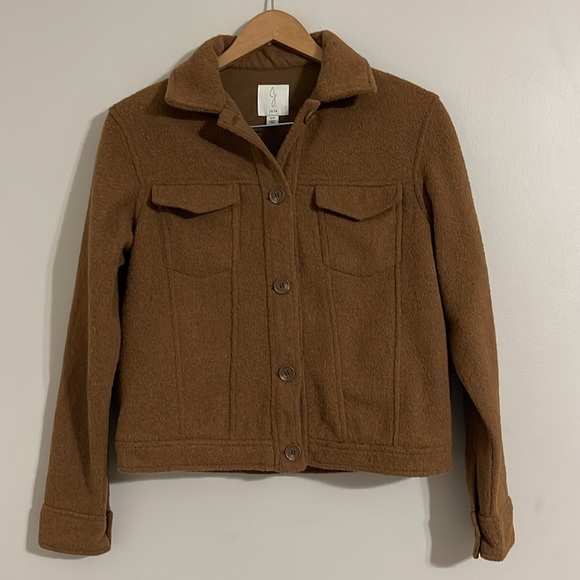 J Joie brown button front crop moto jacket small - Picture 1 of 10